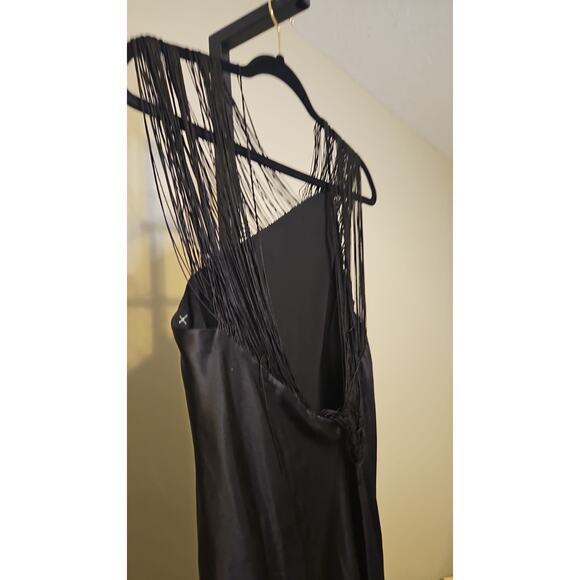 Max Mara Elegant Black Fringe-String One-Shoulder Dress Women’s 4 NWT - Picture 9 of 12